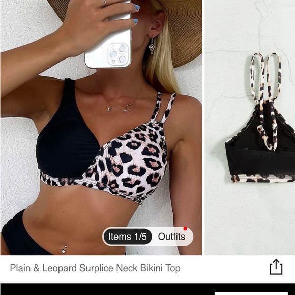 Half Leopard Half Black Bikini Top from Shein - Picture 1 of 4